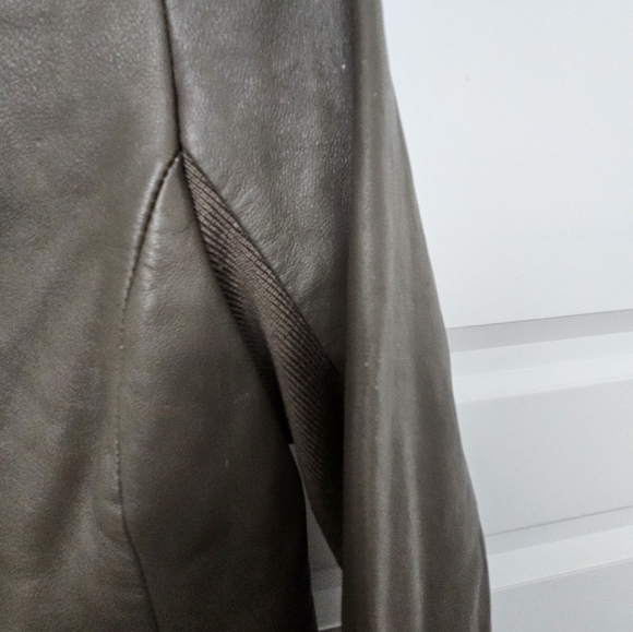Genuine Leather Jacket Green Gray - Picture 5 of 17
